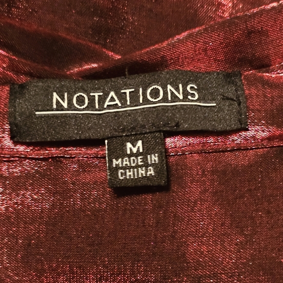 NOTATIONS Women's Red Metallic Longsleeve Button Down‎ Blouse Size Meduim - Picture 3 of 3
